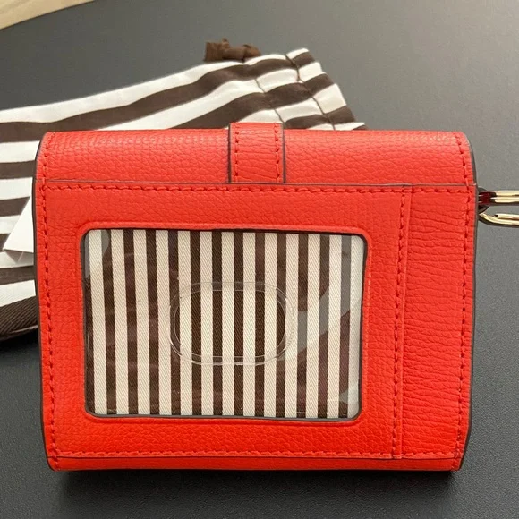 Henri Bendel Orange Leather Compact Wallet - Picture 11 of 16